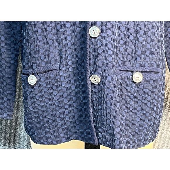 Cynthia Max Button Down Cardigan Sweater Navy Blue Pocket Womens Size Petite - Picture 2 of 13